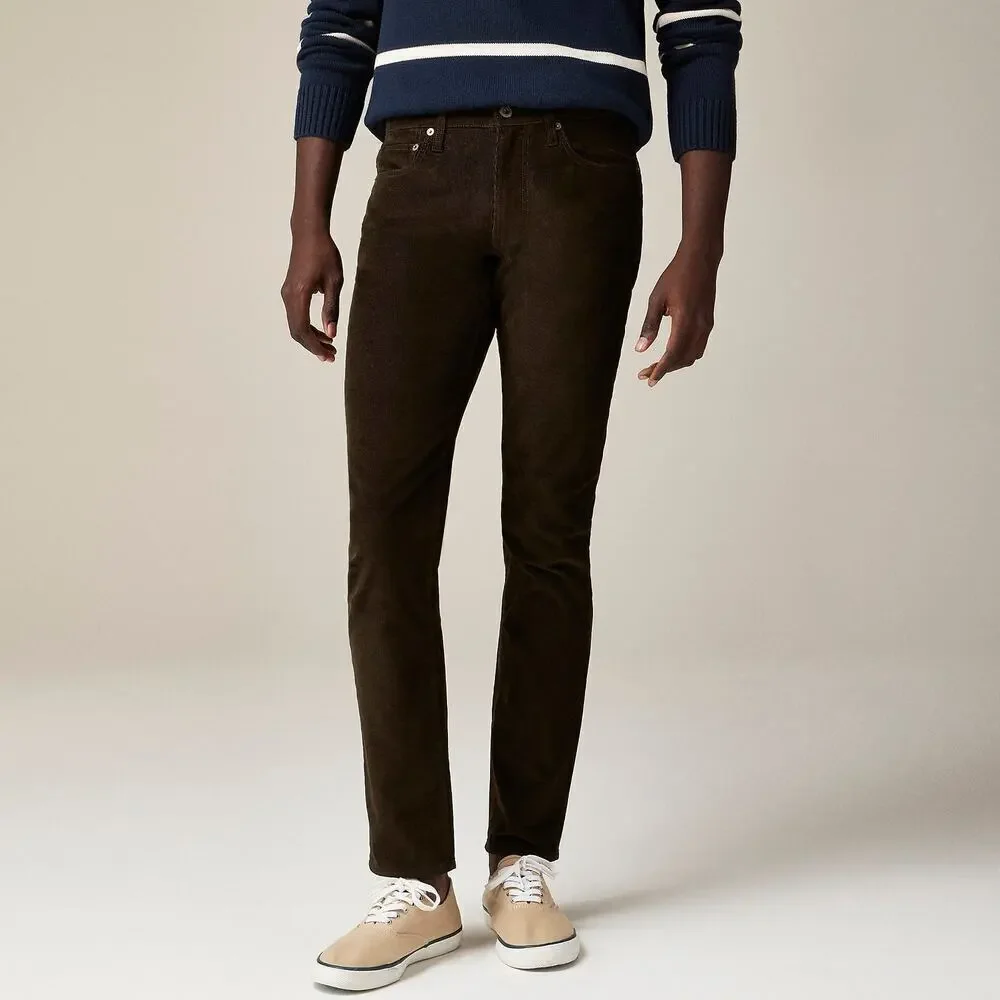 J.Crew Men's 484 Slim Fit Corduroy Pants Urban Olive Brown 33x32